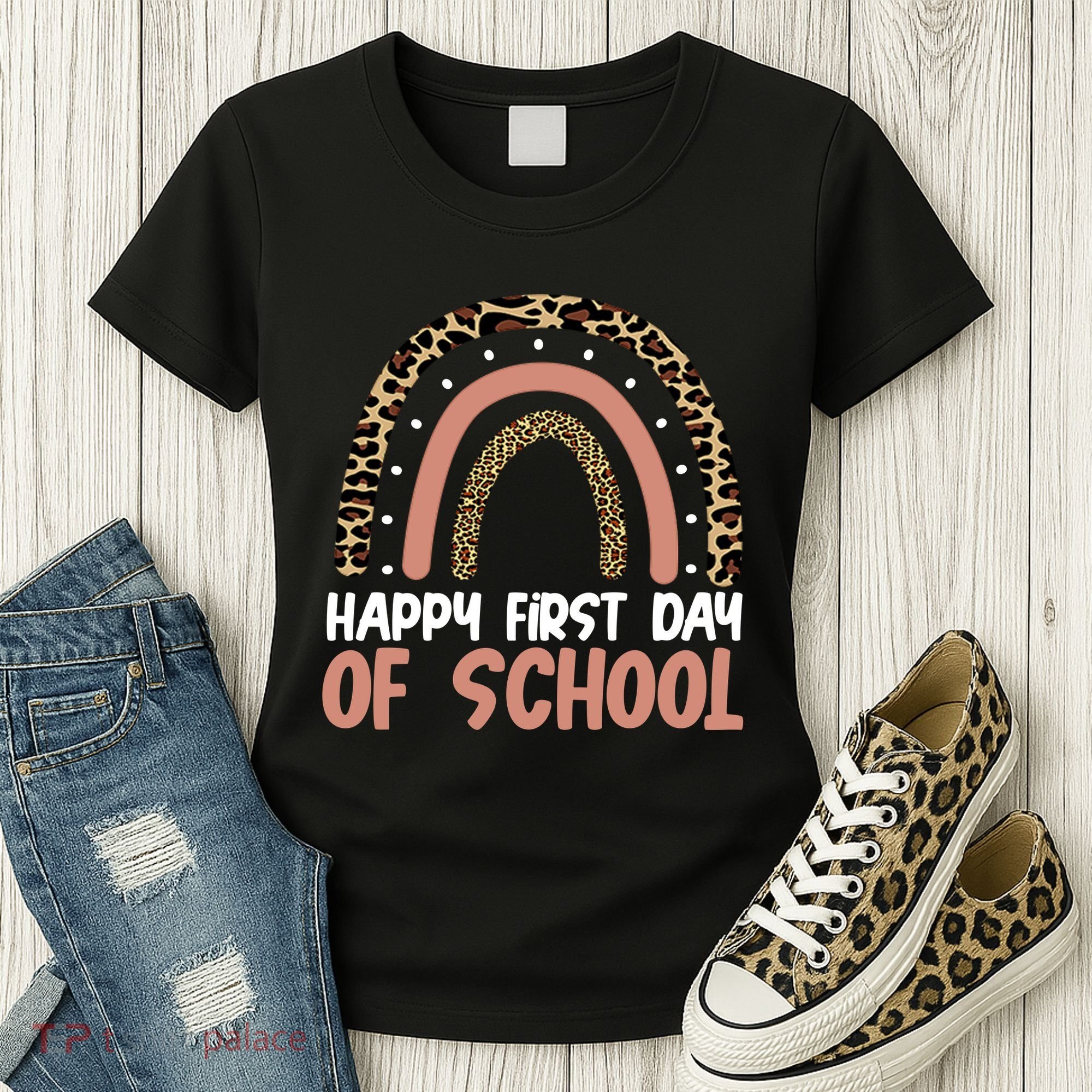 Happy First Day Of School Leopard Rainbow Women's T-Shirt