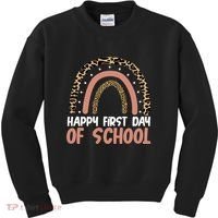 Happy First Day Of School Leopard Rainbow Kids Sweatshirt thumb 0