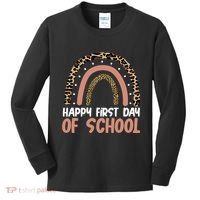 Happy First Day Of School Leopard Rainbow Kids Long Sleeve Shirt thumb 0
