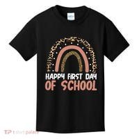 Happy First Day Of School Leopard Rainbow Kids T-Shirt thumb 0