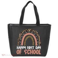 Happy First Day Of School Leopard Rainbow Tote Bag thumb 0