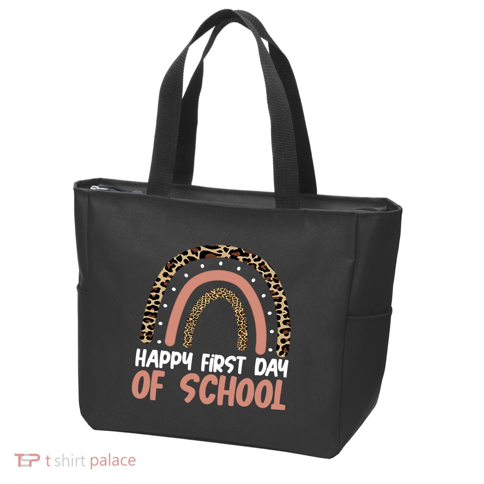 Happy First Day Of School Leopard Rainbow Tote Bag