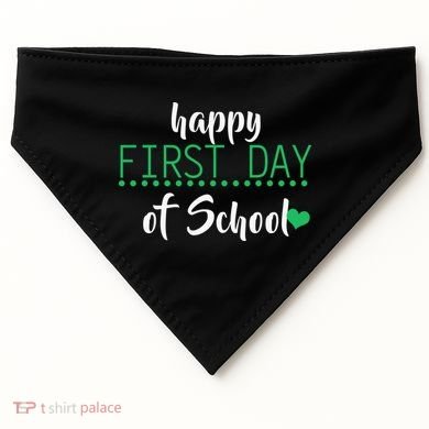 Happy First Day Of School Logo USA-Made Doggie Bandana
