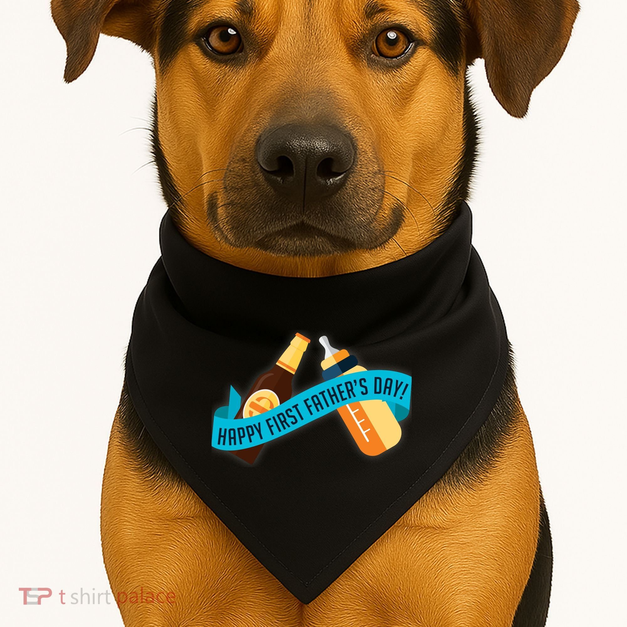 Happy First Father's Day Baby Bottle USA-Made Doggie Bandana