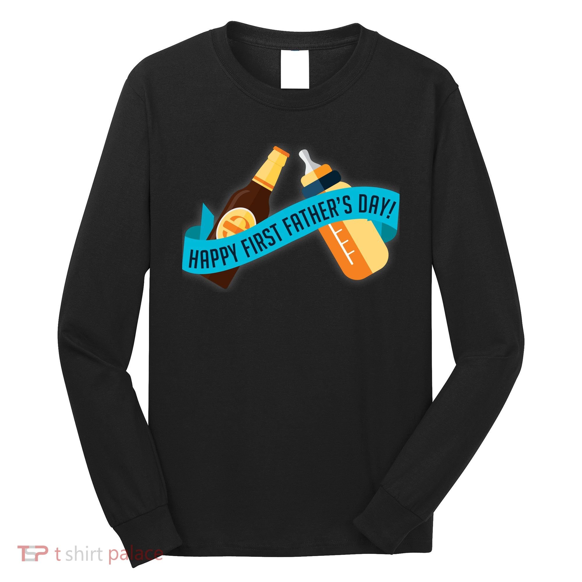 Happy First Father's Day Baby Bottle Long Sleeve Shirt