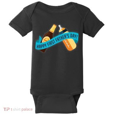 Happy First Father's Day Baby Bottle Baby Bodysuit