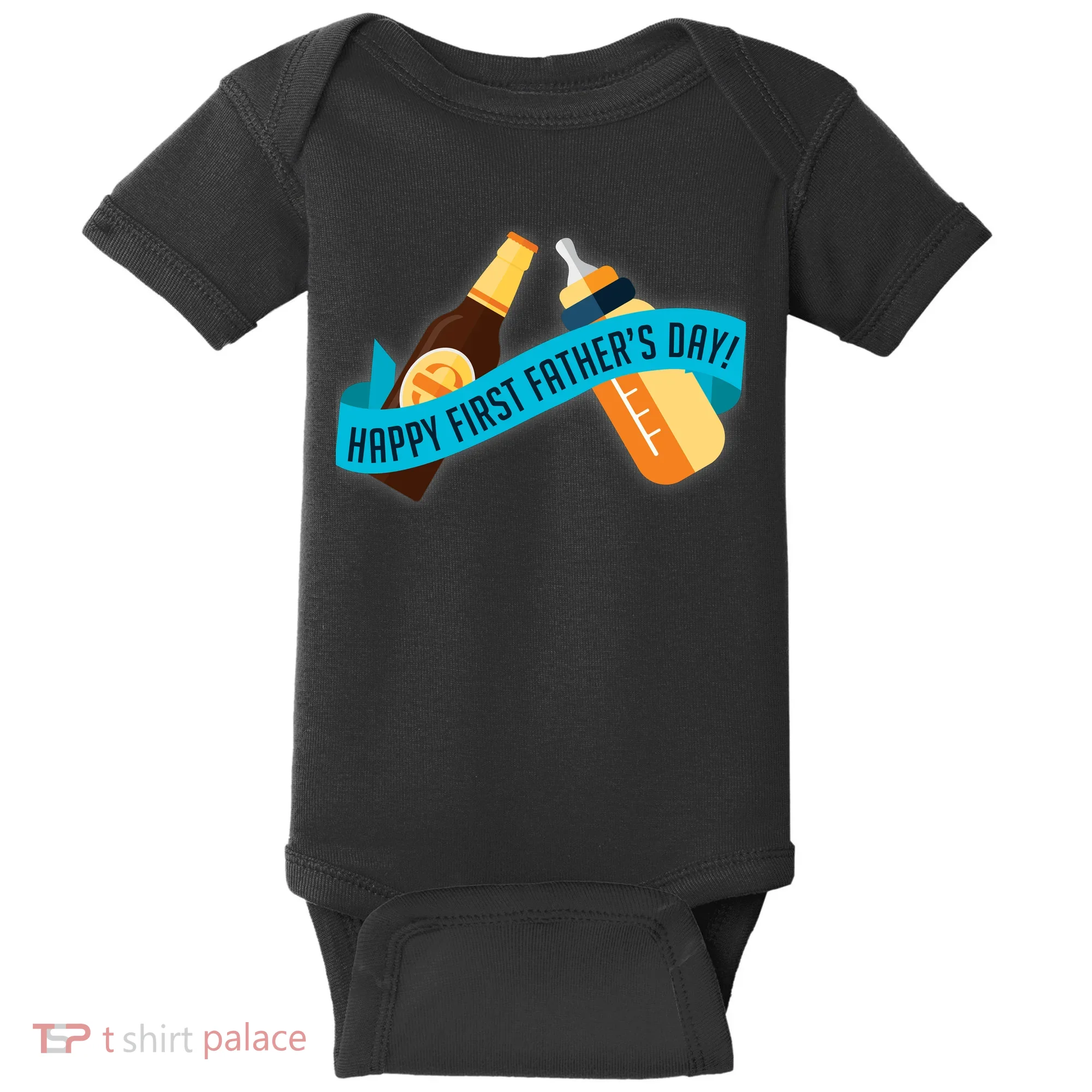 Happy First Father's Day Baby Bottle Baby Bodysuit