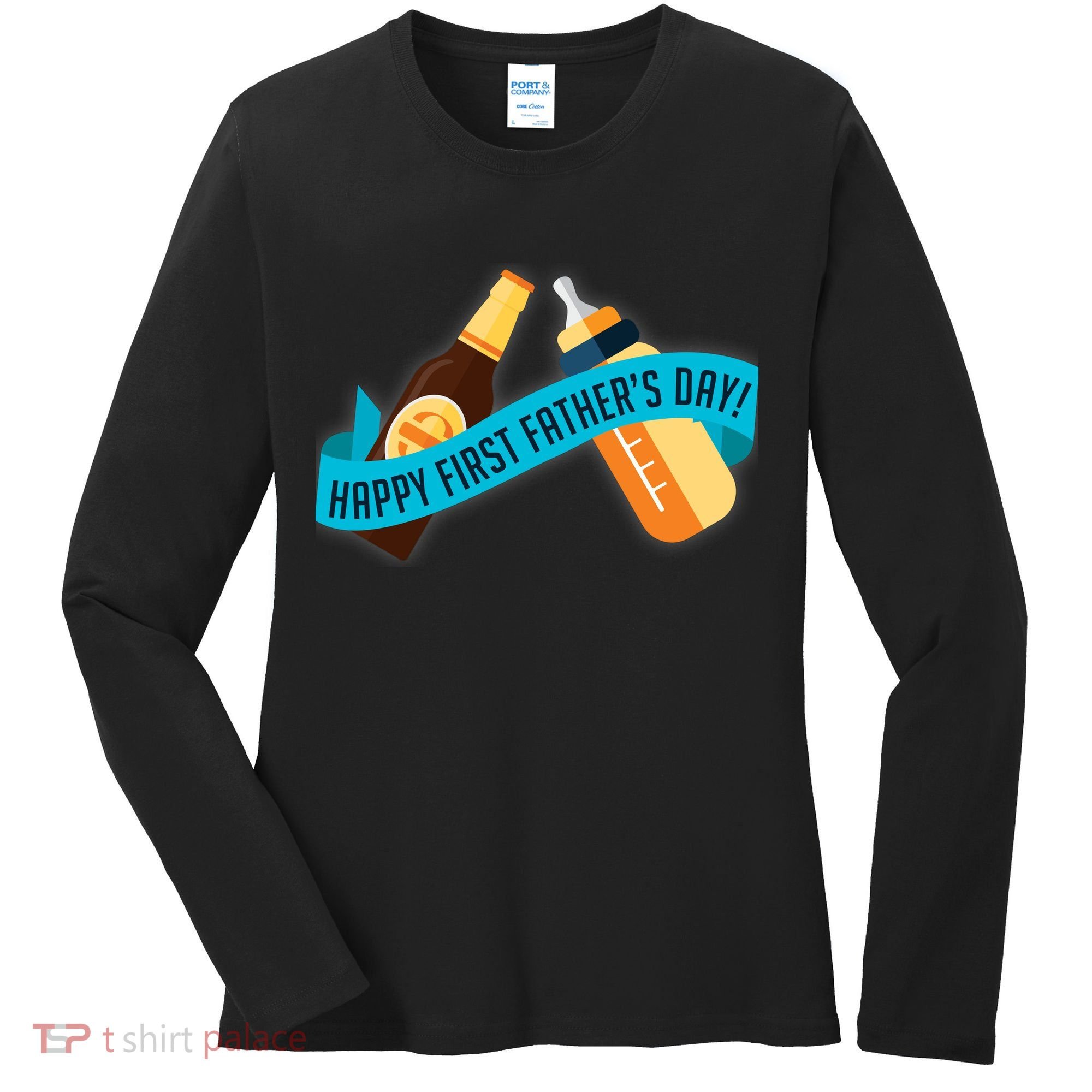 Happy First Father's Day Baby Bottle Women's Long Sleeve Shirt