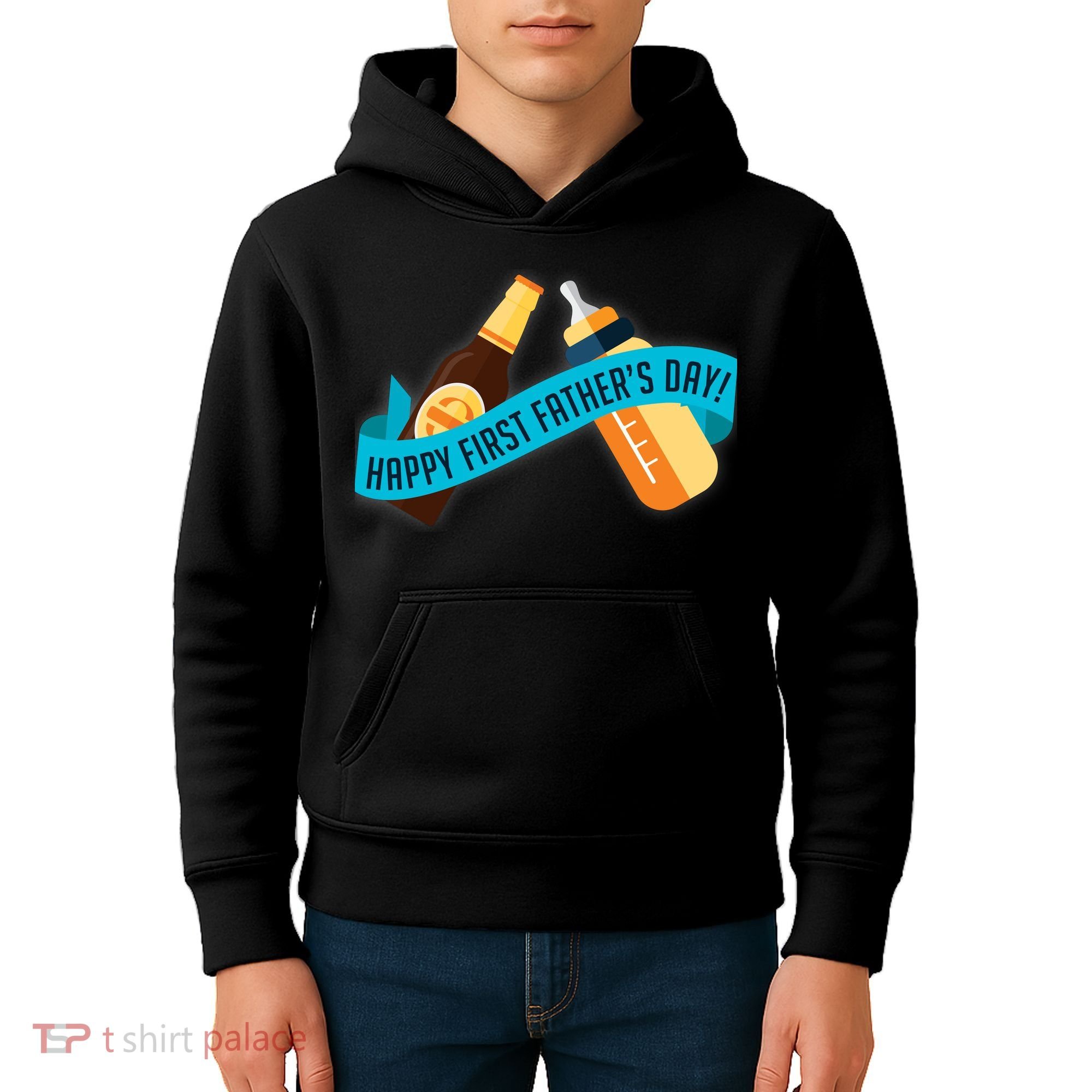 Happy First Father's Day Baby Bottle Kids Hoodie