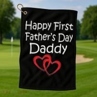 Happy First Father's Day Daddy Golf Towel thumb 1