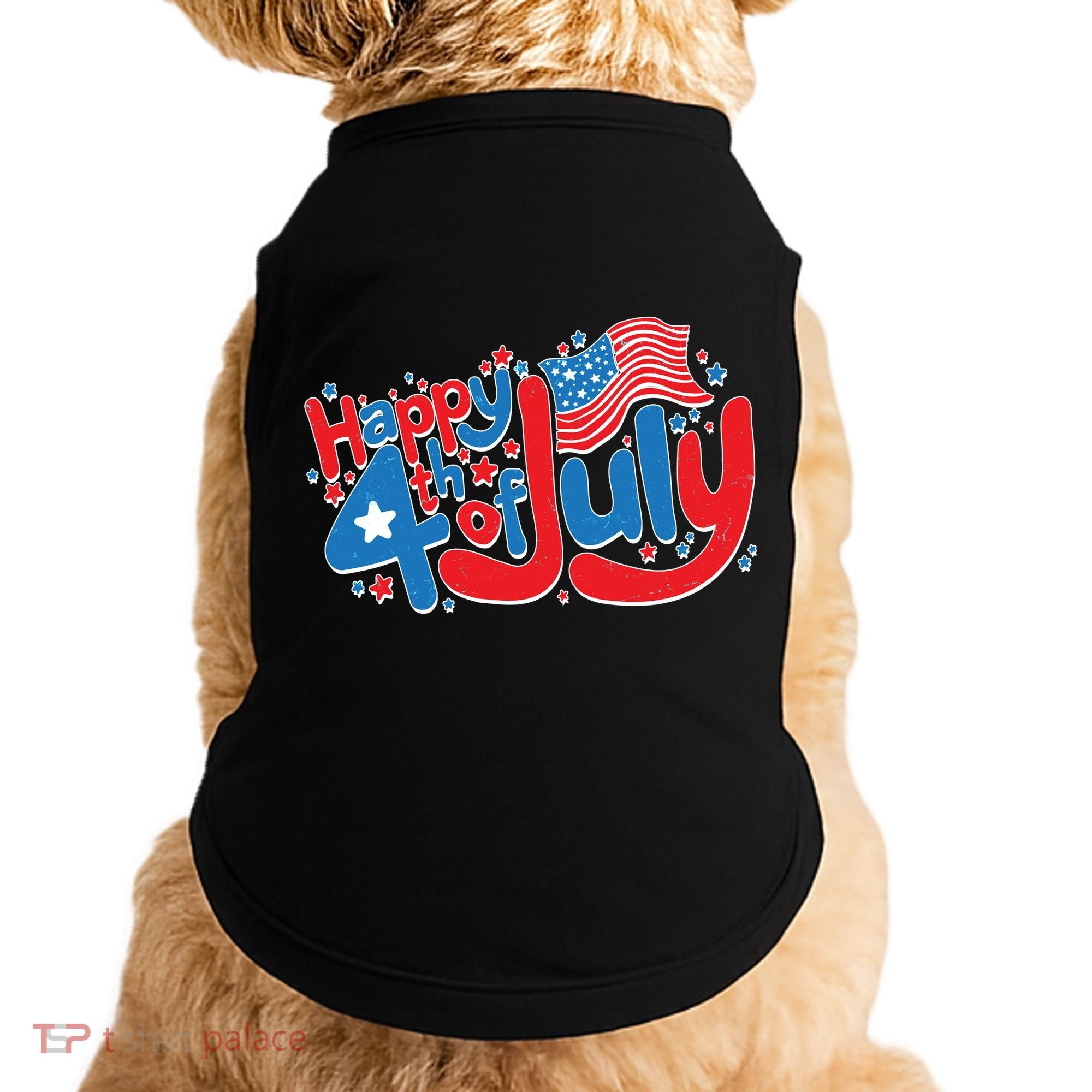 Happy Fourth Of July Red White And Blue Doggie Tank