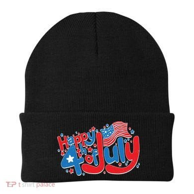 Happy Fourth Of July Red White And Blue Beanie