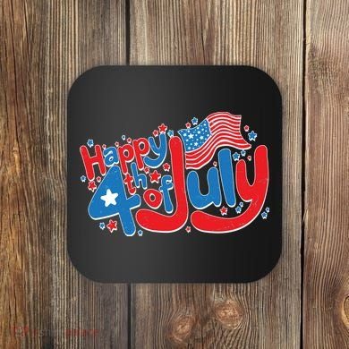 Happy Fourth Of July Red White And Blue Coaster