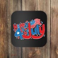 Happy Fourth Of July Red White And Blue Coaster thumb 0