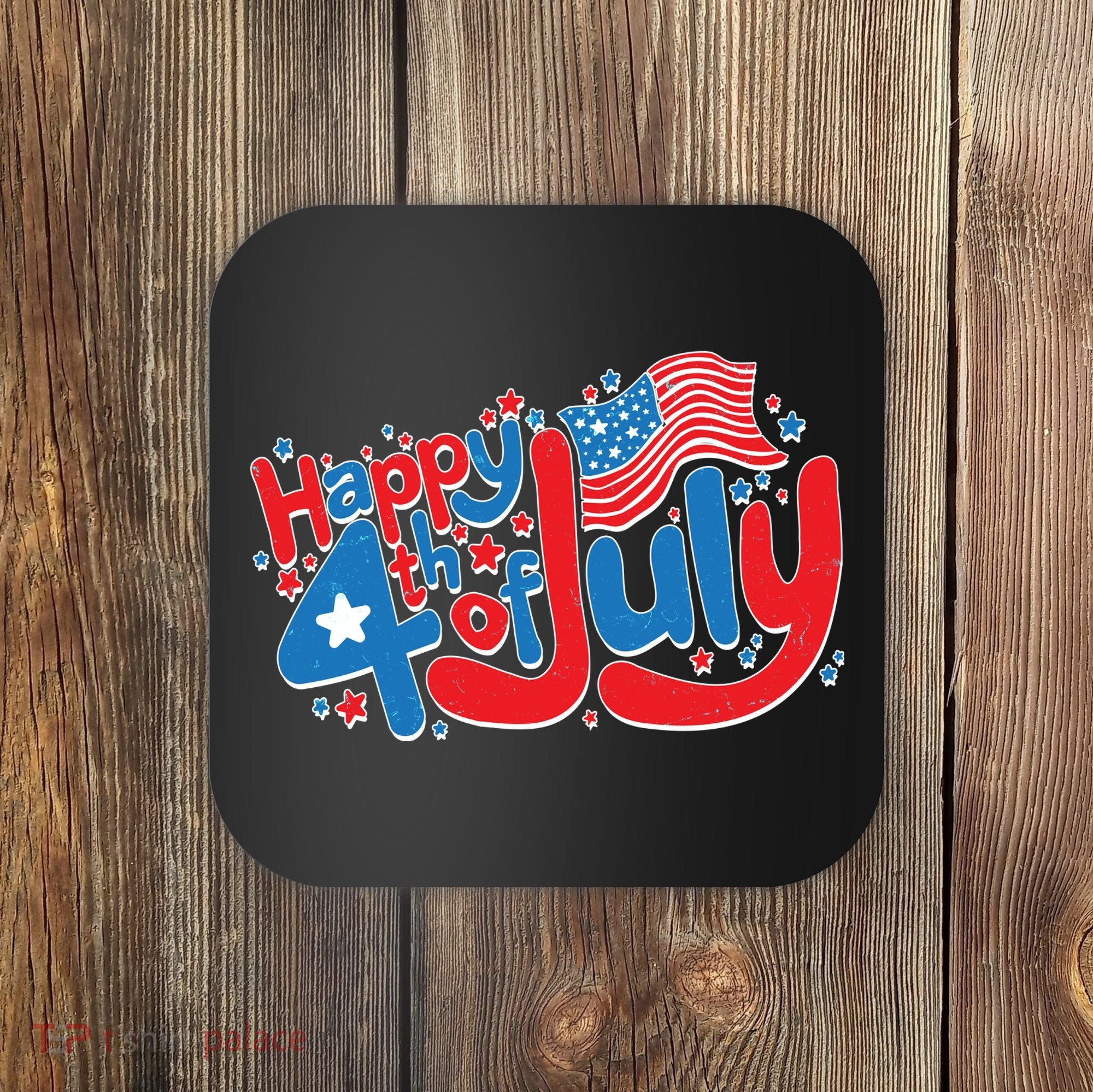 Happy Fourth Of July Red White And Blue Coaster