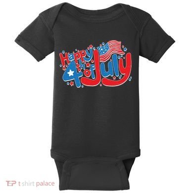 Happy Fourth Of July Red White And Blue Baby Bodysuit