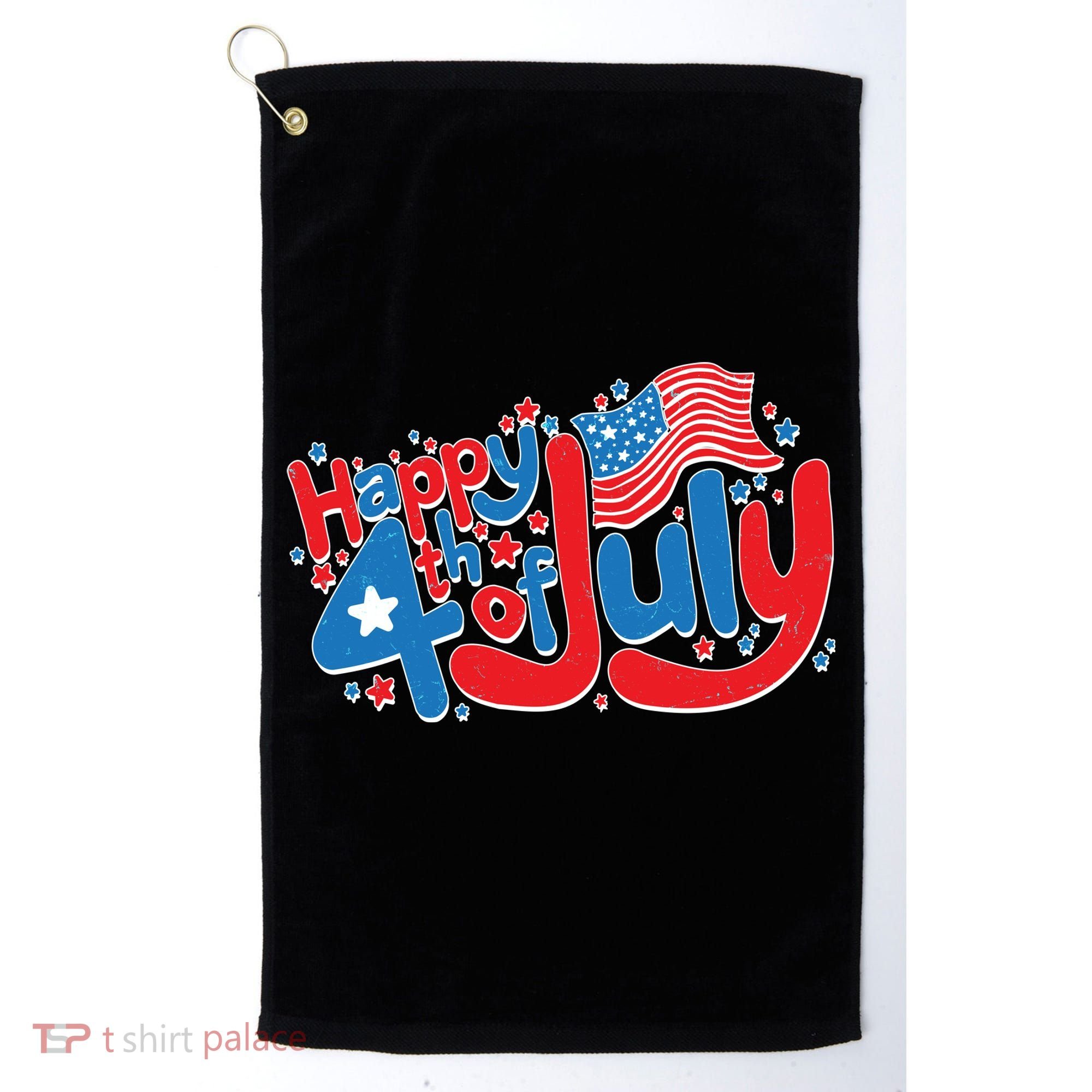 Happy Fourth Of July Red White And Blue Golf Towel