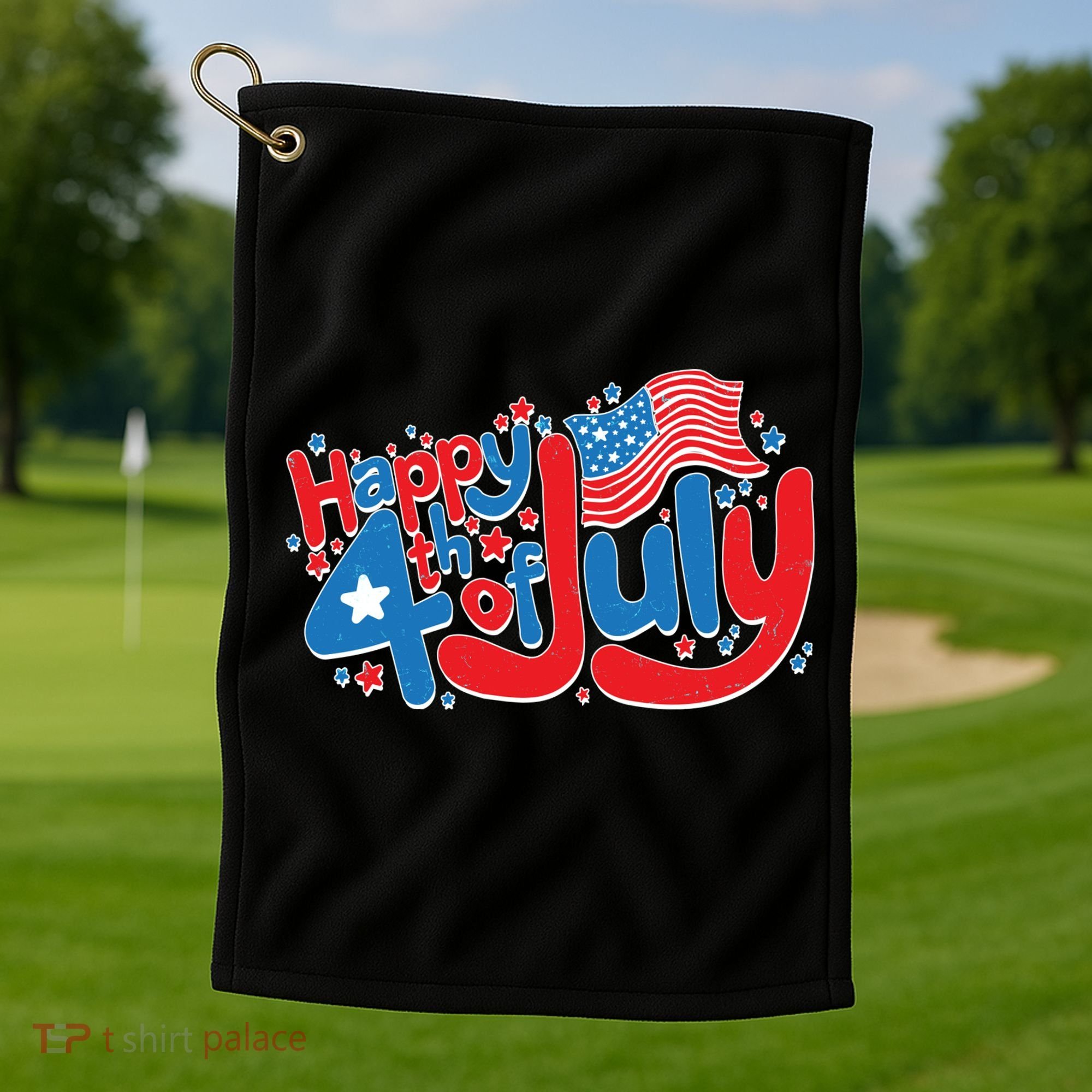 Happy Fourth Of July Red White And Blue Golf Towel