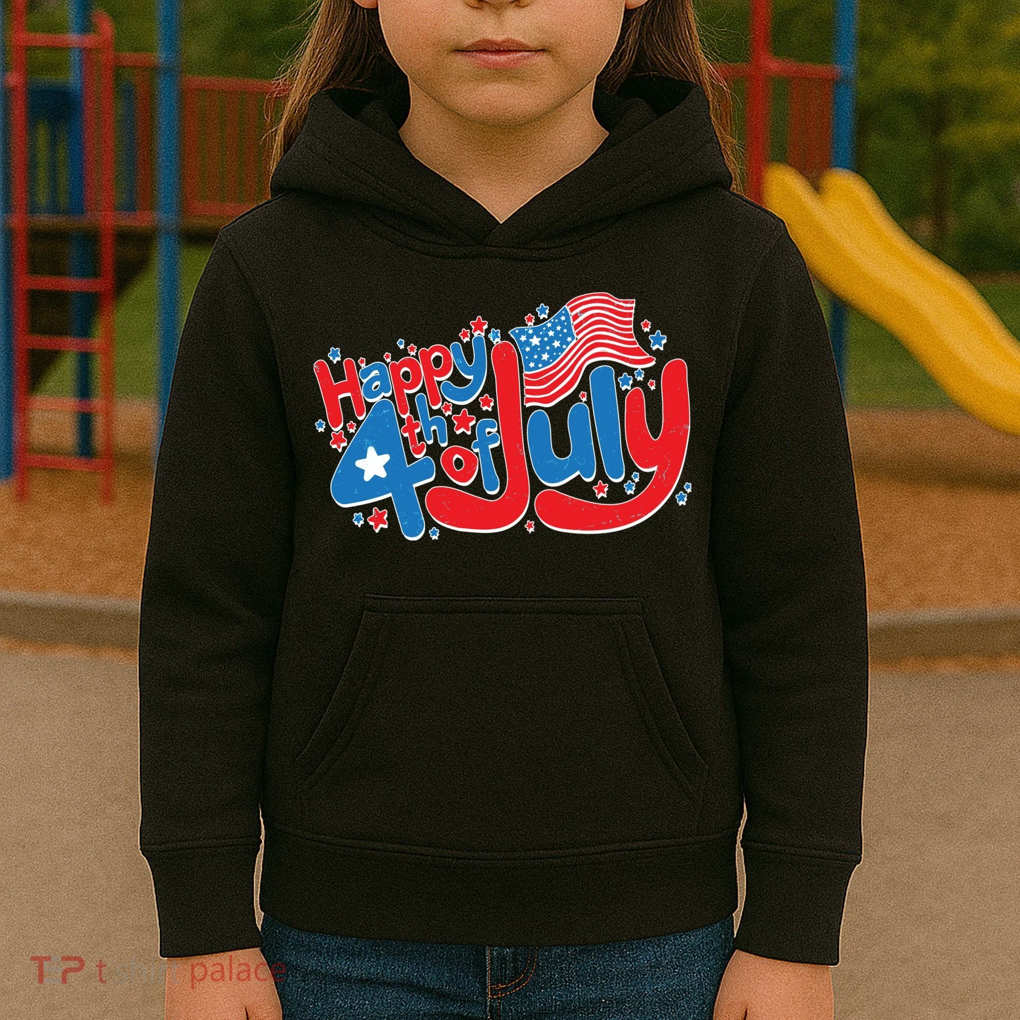 Happy Fourth Of July Red White And Blue Kids Hoodie