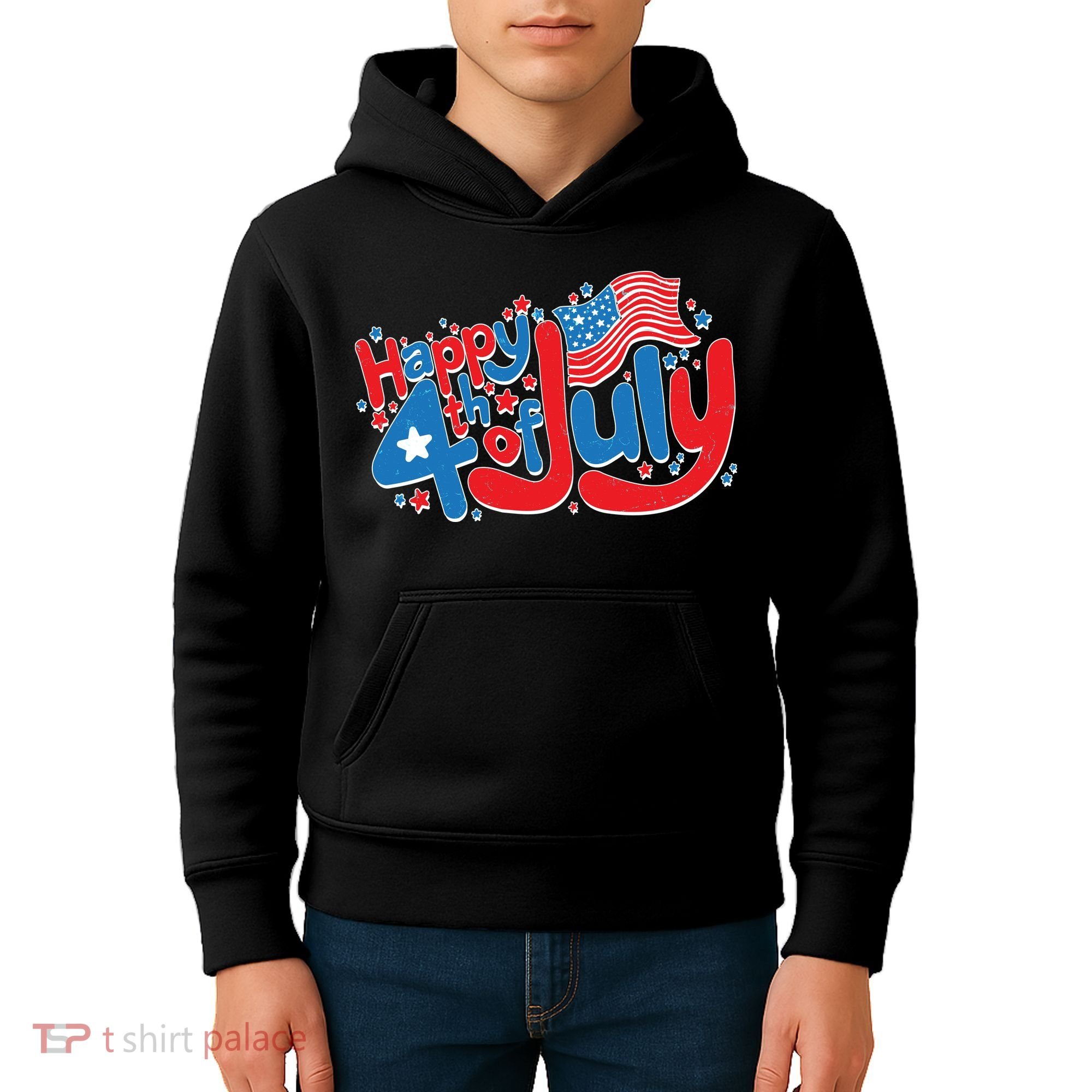 Happy Fourth Of July Red White And Blue Kids Hoodie