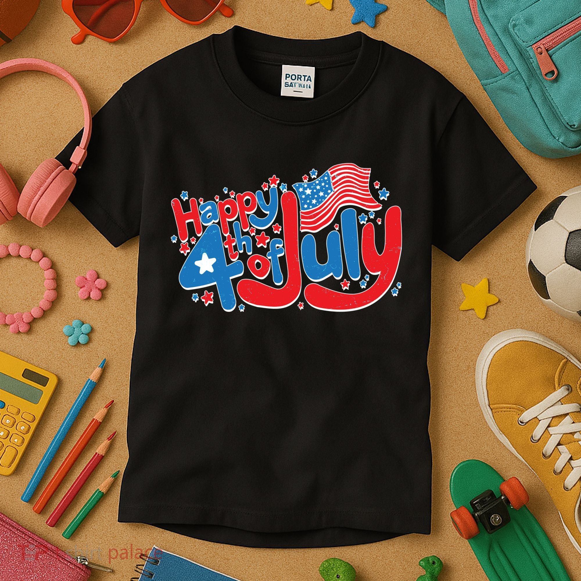 Happy Fourth Of July Red White And Blue Kids T-Shirt