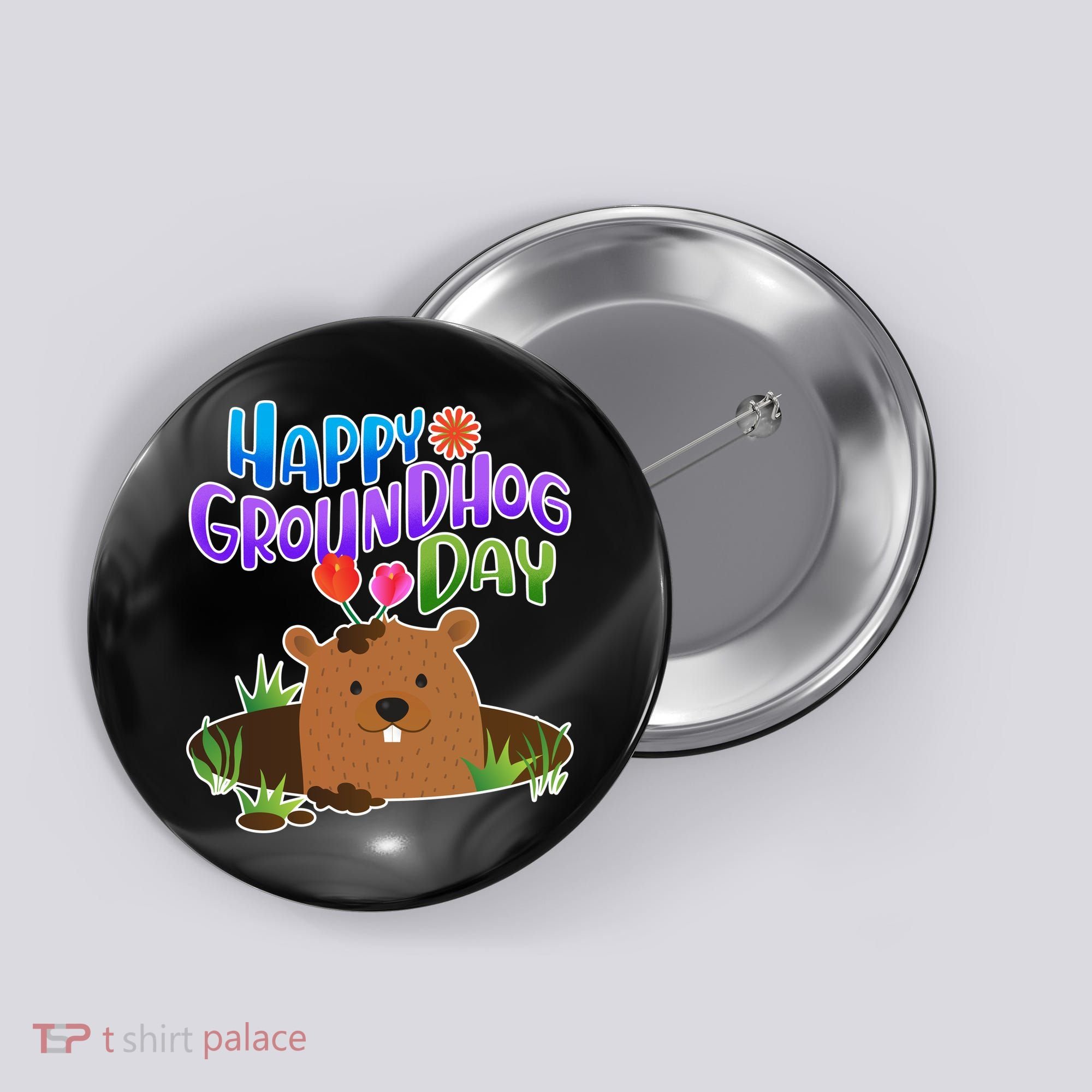Happy Groundhog Day Button