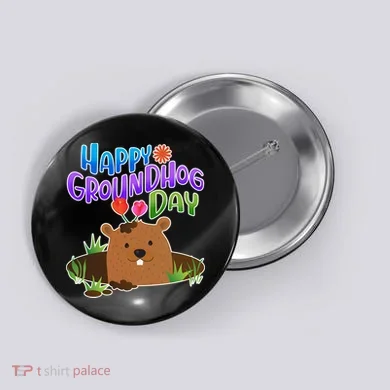Happy Groundhog Day Button