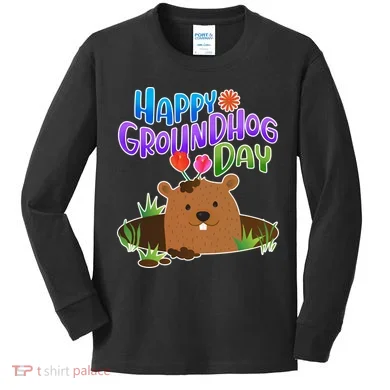 Happy Groundhog Day Kids Long Sleeve Shirt