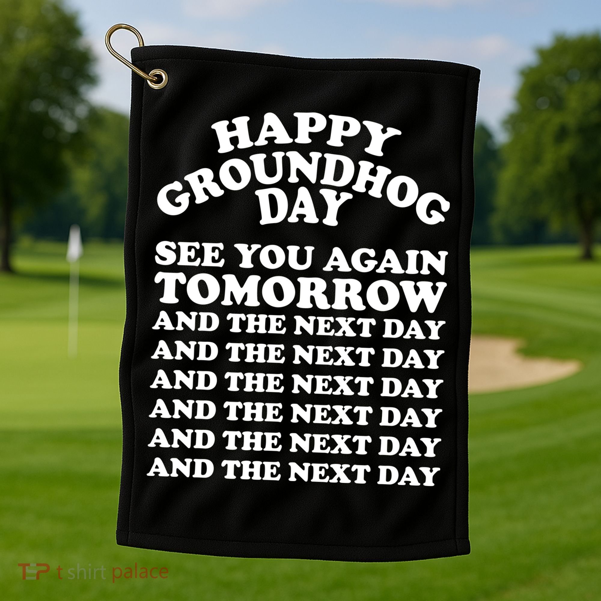 Happy Groundhog Day See You Again Tomorrow Golf Towel