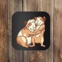 Happy Guinea Pigs Hugging Coaster thumb 0