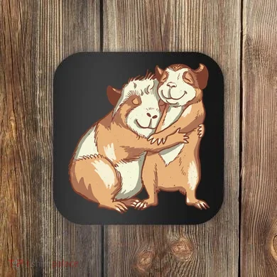 Happy Guinea Pigs Hugging Coaster