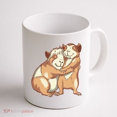 Happy Guinea Pigs Hugging Coffee Mug back