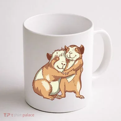 Happy Guinea Pigs Hugging Coffee Mug back