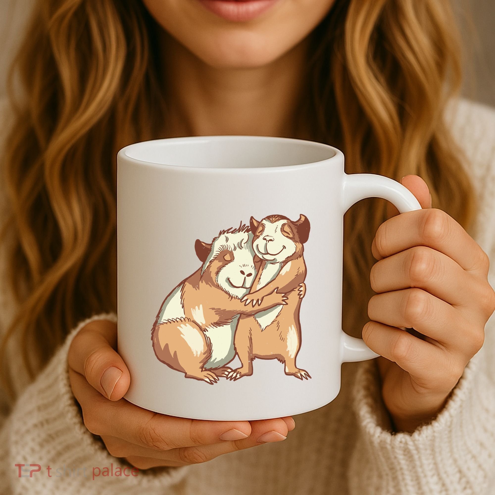 Happy Guinea Pigs Hugging Coffee Mug