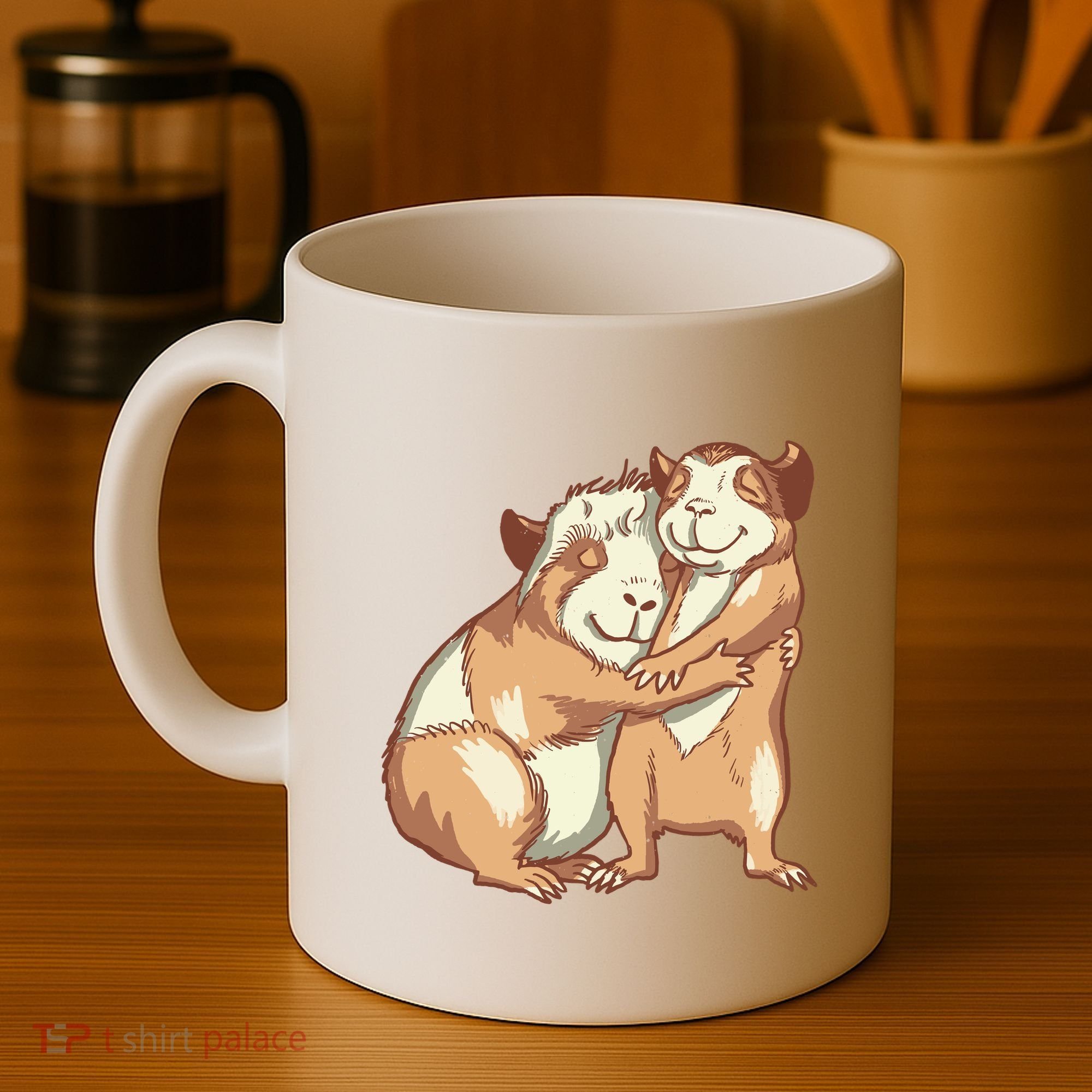 Happy Guinea Pigs Hugging Coffee Mug