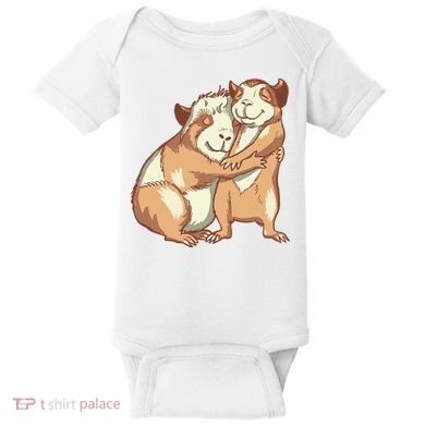 Happy Guinea Pigs Hugging Baby Bodysuit