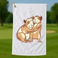 Happy Guinea Pigs Hugging Golf Towel thumb 1