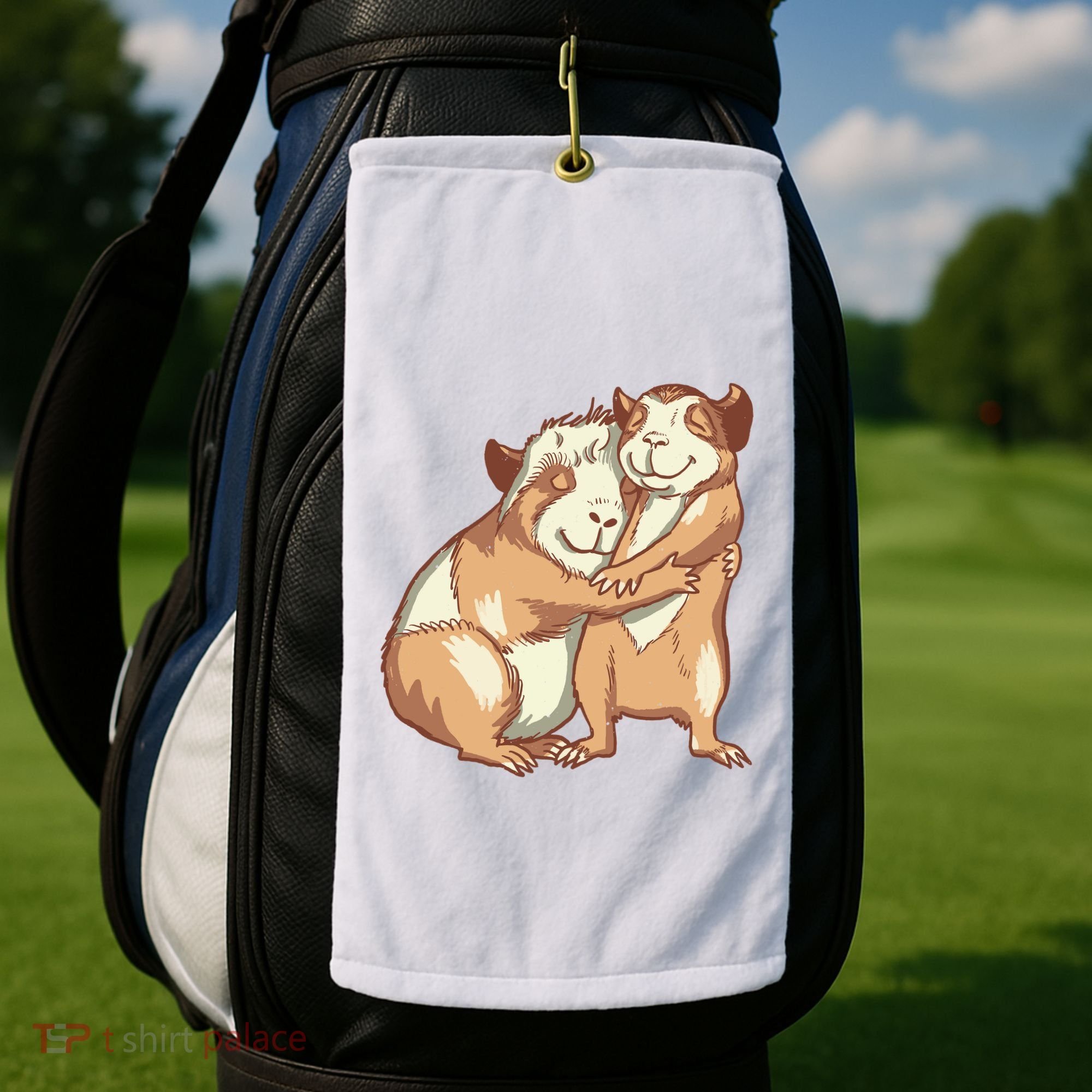 Happy Guinea Pigs Hugging Golf Towel