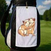 Happy Guinea Pigs Hugging Golf Towel thumb 2