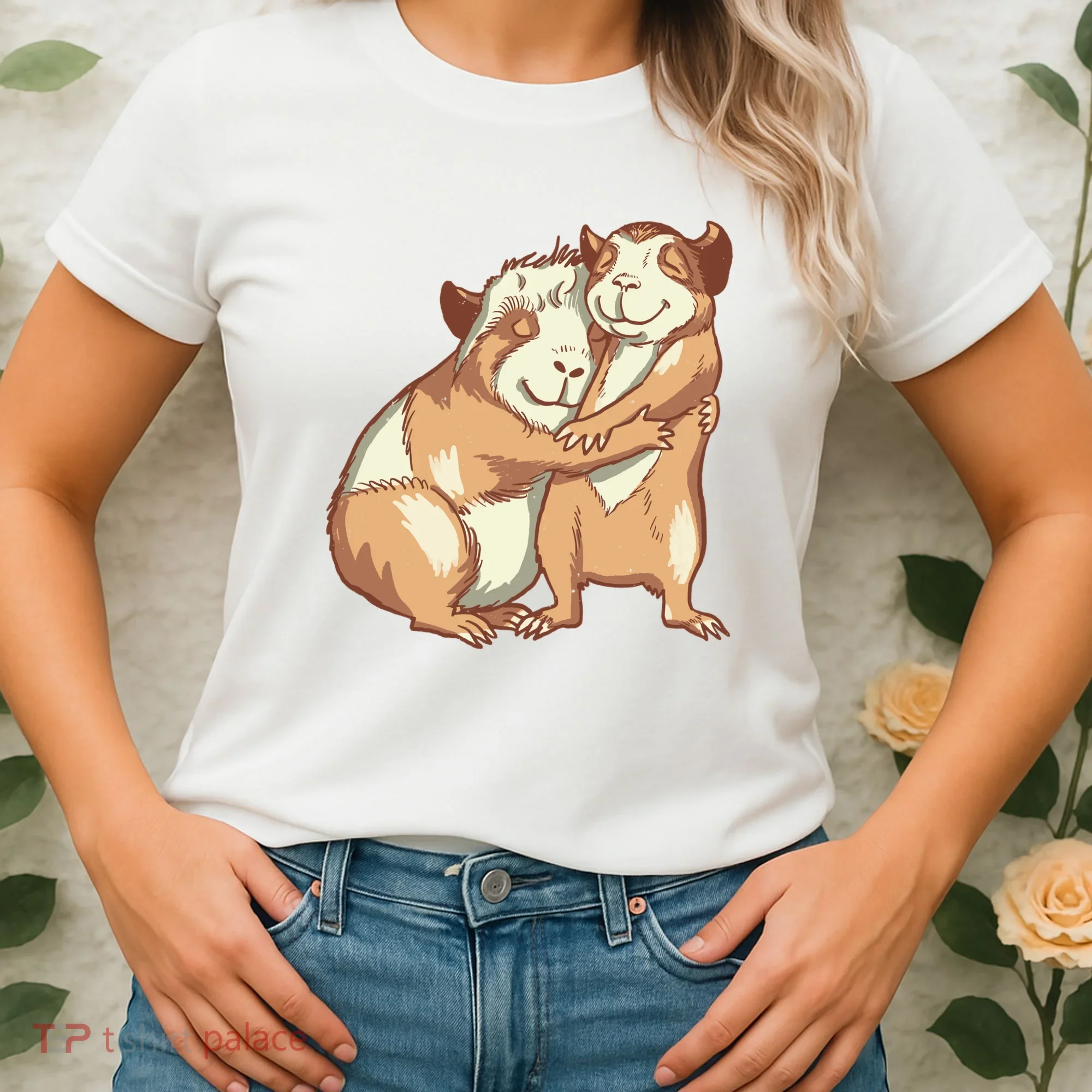 Happy Guinea Pigs Hugging Women's T-Shirt