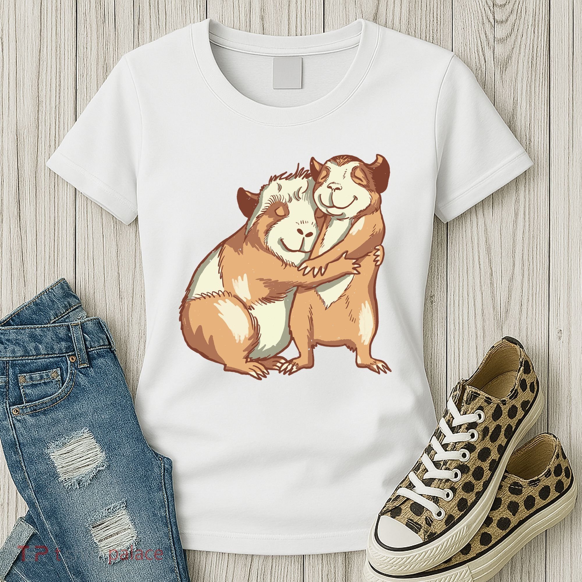 Happy Guinea Pigs Hugging Women's T-Shirt