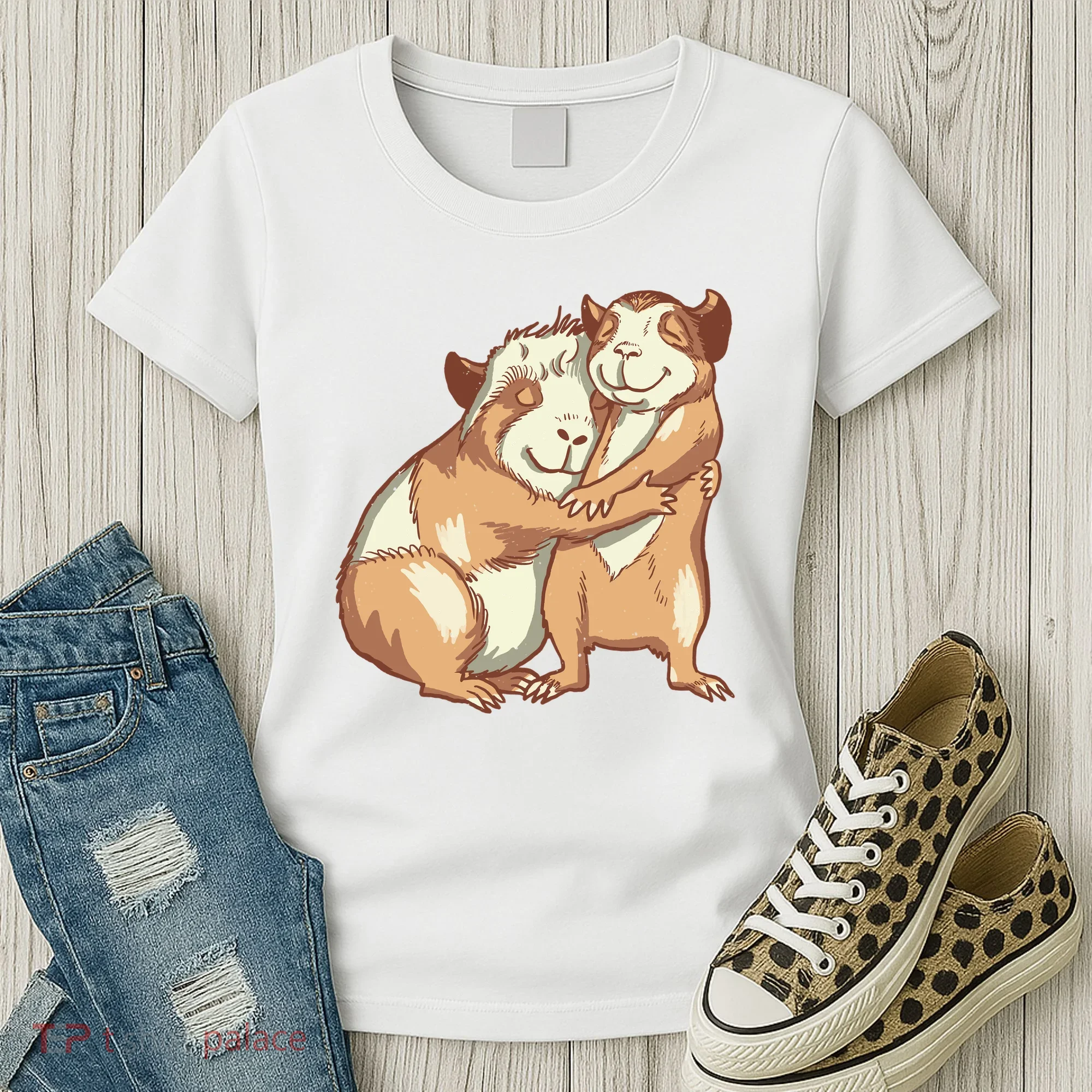 Happy Guinea Pigs Hugging Women's T-Shirt