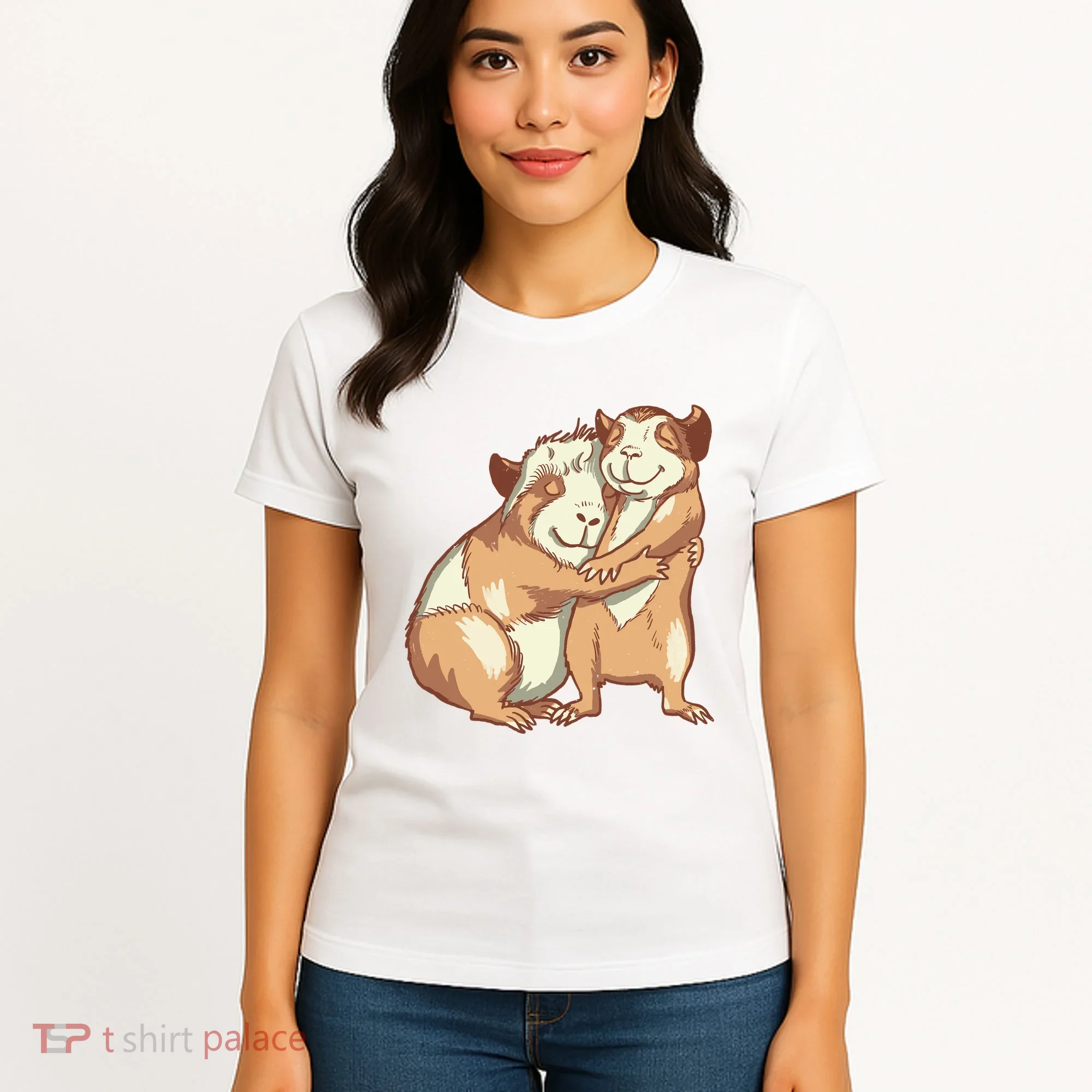 Happy Guinea Pigs Hugging Women's T-Shirt
