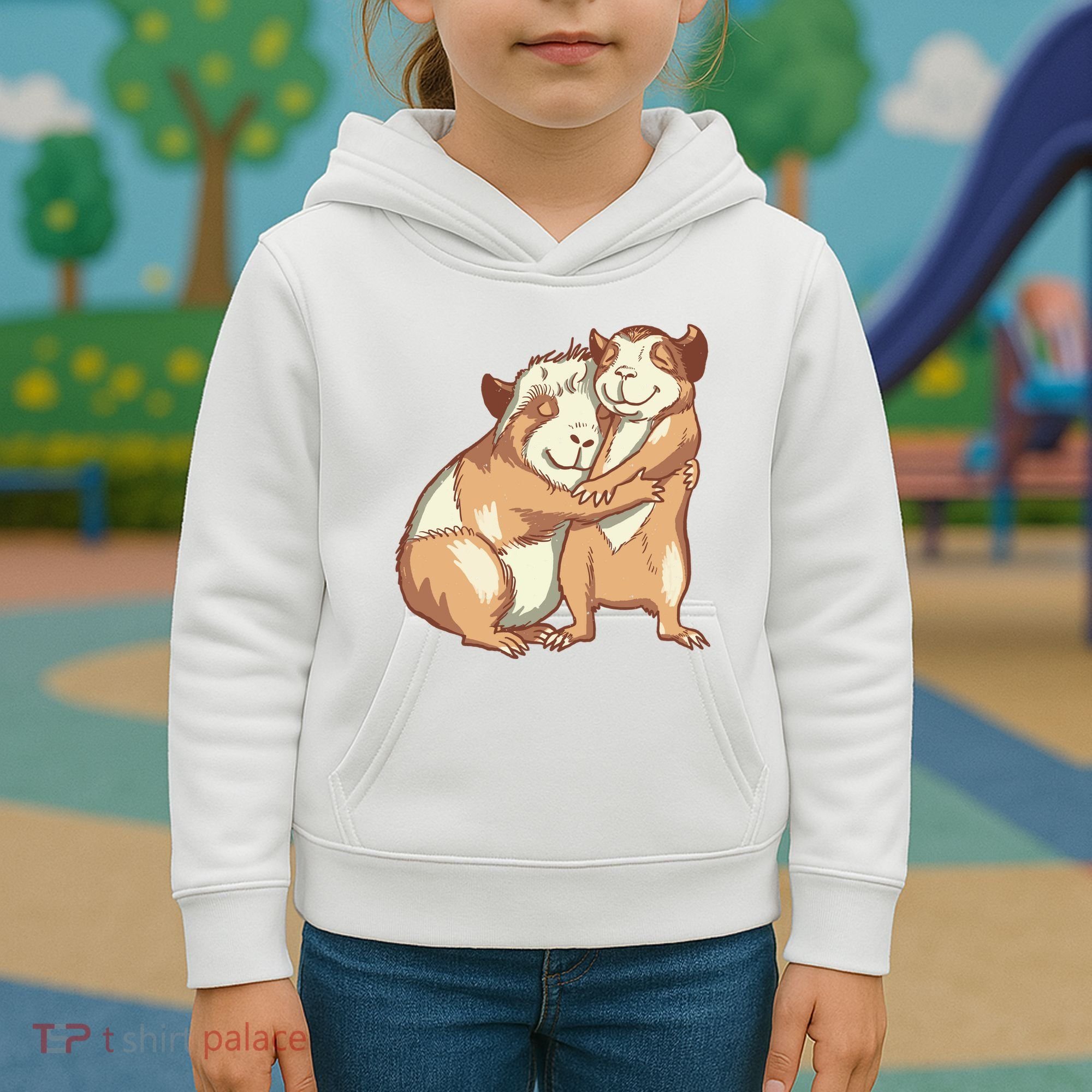 Happy Guinea Pigs Hugging Kids Hoodie