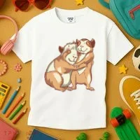 Happy Guinea Pigs Hugging Kids T-Shirt thumb 3