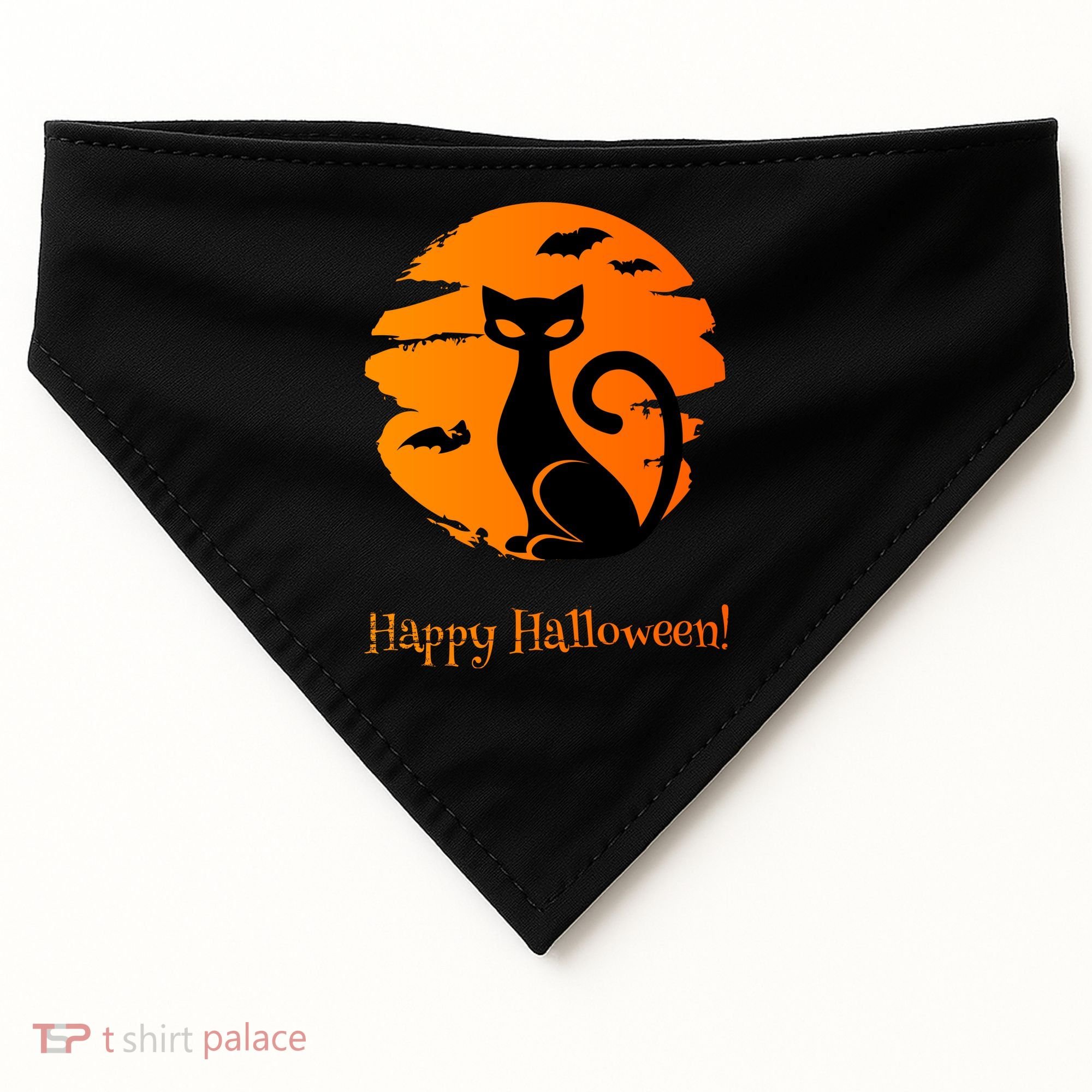 Happy Halloween Cat USA-Made Doggie Bandana