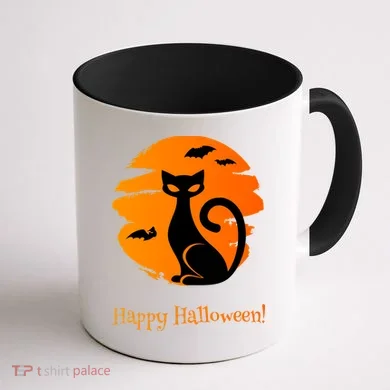 Happy Halloween Cat Coffee Mug back