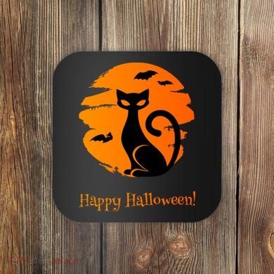 Happy Halloween Cat Coaster