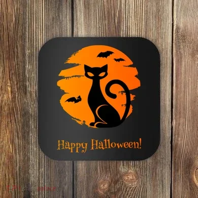 Happy Halloween Cat Coaster