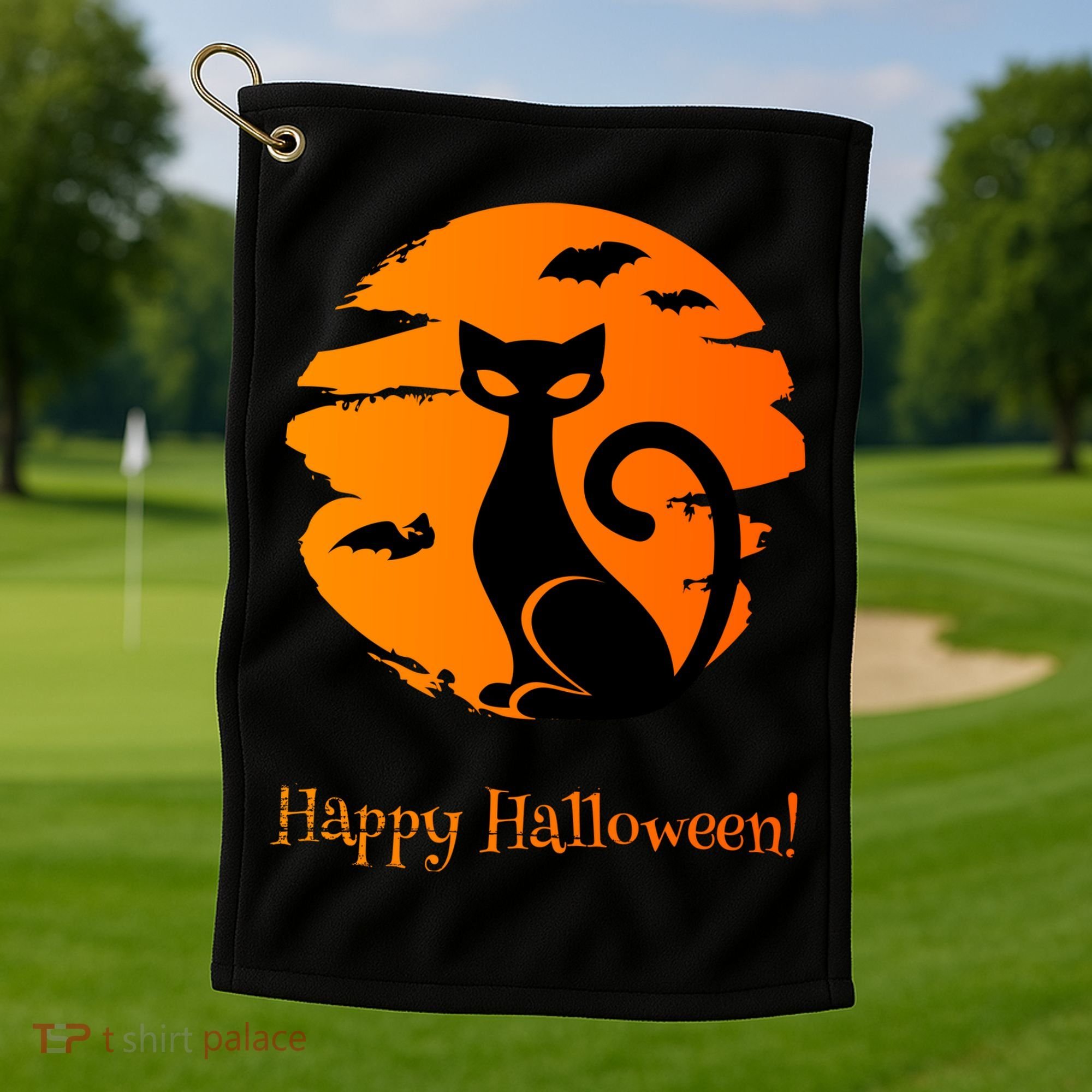 Happy Halloween Cat Golf Towel